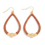 Wholesale vegan Leather Wrapper Teardrop Drop Earring Metal Details L