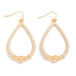 Wholesale vegan Leather Wrapper Teardrop Drop Earring Metal Details L