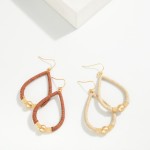 Wholesale vegan Leather Wrapper Teardrop Drop Earring Metal Details L