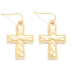 Wholesale hammered Metal Cross Drop Earrings L