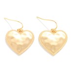 Wholesale hammered Metal Heart Drop Earrings L