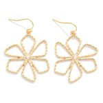 Wholesale ribbed Metal Flowers Drop Earrings L