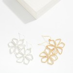 Wholesale ribbed Metal Flowers Drop Earrings L
