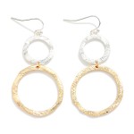 Wholesale linked Brushed Metal Circles Drop Earrings L