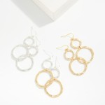 Wholesale linked Brushed Metal Circles Drop Earrings L