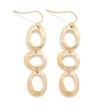 Wholesale linked Brushed Tapered Metal Ovals Drop Earrings L