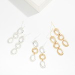Wholesale linked Brushed Tapered Metal Ovals Drop Earrings L