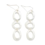 Wholesale linked Brushed Tapered Metal Ovals Drop Earrings L