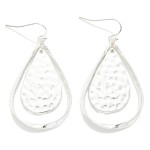 Wholesale hollow Flat Metal Teardrop Hammered Metal Nesting Teardrop Drop Earrin