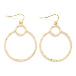 Wholesale double Hollow Metal Circles Drop Earrings L