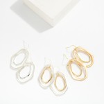 Wholesale brushed Metal Nesting Irregular Circles Drop Earrings L
