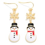 Wholesale enamel Snowflake Snowman Drop Earrings L