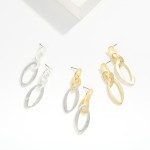 Wholesale linked Brushed Metal Abstract Ovals Post Drop Earrings L