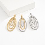 Wholesale brushed Nesting Metal Ovals Post Drop Earrings L