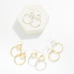 Wholesale hammered Metal Linked Hoop Drop Earrings L
