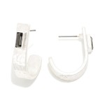 Wholesale hammered Metal Drop Half Hoop Earrings Baguette Rhinestone Detail L