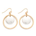 Wholesale hammered Metal Nesting Circle Hoop Drop Earrings L