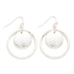 Wholesale hammered Metal Nesting Circle Hoop Drop Earrings L