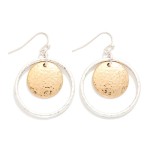 Wholesale hammered Metal Nesting Circle Hoop Drop Earrings L