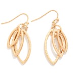Wholesale layered Hammered Metal Ovate Drop Earrings L