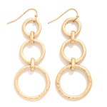Wholesale linked Hammered Metal Hoops Drop Earrings L