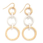 Wholesale linked Hammered Metal Hoops Drop Earrings L