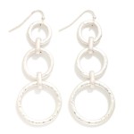 Wholesale linked Hammered Metal Hoops Drop Earrings L