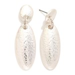 Wholesale hammered Metal Linked Ovals Post Drop Earrings Rhinestone Details L
