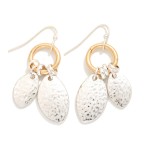 Wholesale metal Hoop Drop Earrings Hammered Metal Ovate Details L