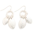 Wholesale metal Hoop Drop Earrings Hammered Metal Ovate Details L