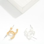 Wholesale metal Leaf Hoop Earrings D
