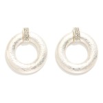 Wholesale hammered Metal Hoops Post Drop Earrings Rhinestone Details L