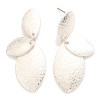 Wholesale hammered Metal Linked Ovals Post Drop Earrings L