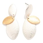 Wholesale hammered Metal Linked Ovals Post Drop Earrings L