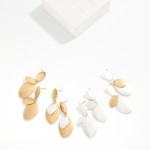 Wholesale hammered Metal Linked Ovals Post Drop Earrings L