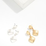 Wholesale hammered Metal Dome Square Post Drop Earrings L