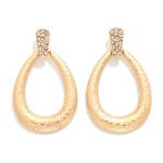 Wholesale hammered Metal Teardrop Rhinestone Post Drop Earrings L