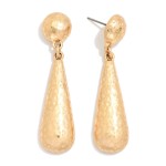 Wholesale hammered Metal Dome Teardrop Post Drop Earrings L