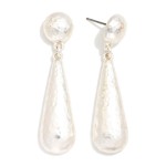 Wholesale hammered Metal Dome Teardrop Post Drop Earrings L