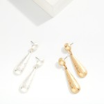 Wholesale hammered Metal Dome Teardrop Post Drop Earrings L