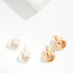 Wholesale metal Layered Hoop Dorr Knocker Post Drop Earrings L