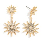 Wholesale linked Metal Rhinestone Strarbust Post Drop Earrings L