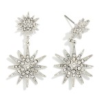 Wholesale linked Metal Rhinestone Strarbust Post Drop Earrings L