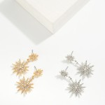 Wholesale linked Metal Rhinestone Strarbust Post Drop Earrings L