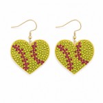 Wholesale softball Heart Rhinestone Drop Earrings pave crystal hearts marked cla