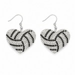 Wholesale volleyball Heart Rhinestone Drop Earrings pave crystal hearts laid out