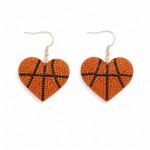 Wholesale basketball Heart Rhinestone Drop Earrings pave crystal hearts set clas