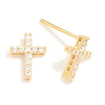 Wholesale cubic Zirconia Cross Stud Earrings Gold Dipped L