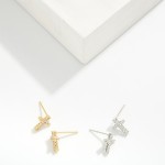 Wholesale cubic Zirconia Cross Stud Earrings Gold Dipped L