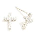 Wholesale cubic Zirconia Cross Stud Earrings Gold Dipped L
